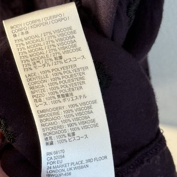 Free People Purple Embroidered Boho Tunic Dress Womens Large Long Sleeve - Picture 8 of 11